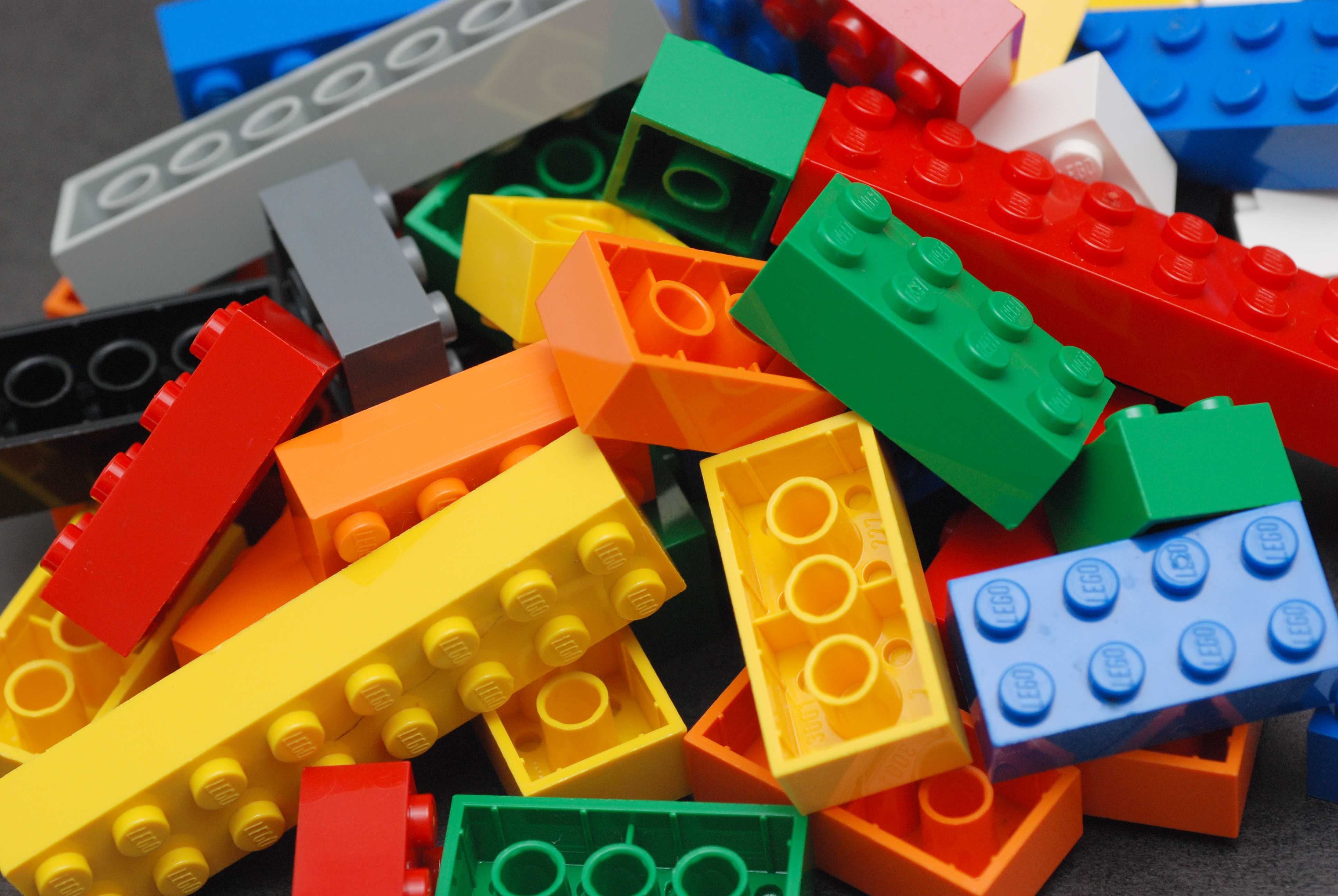Various colors and sizes of building blocks.
