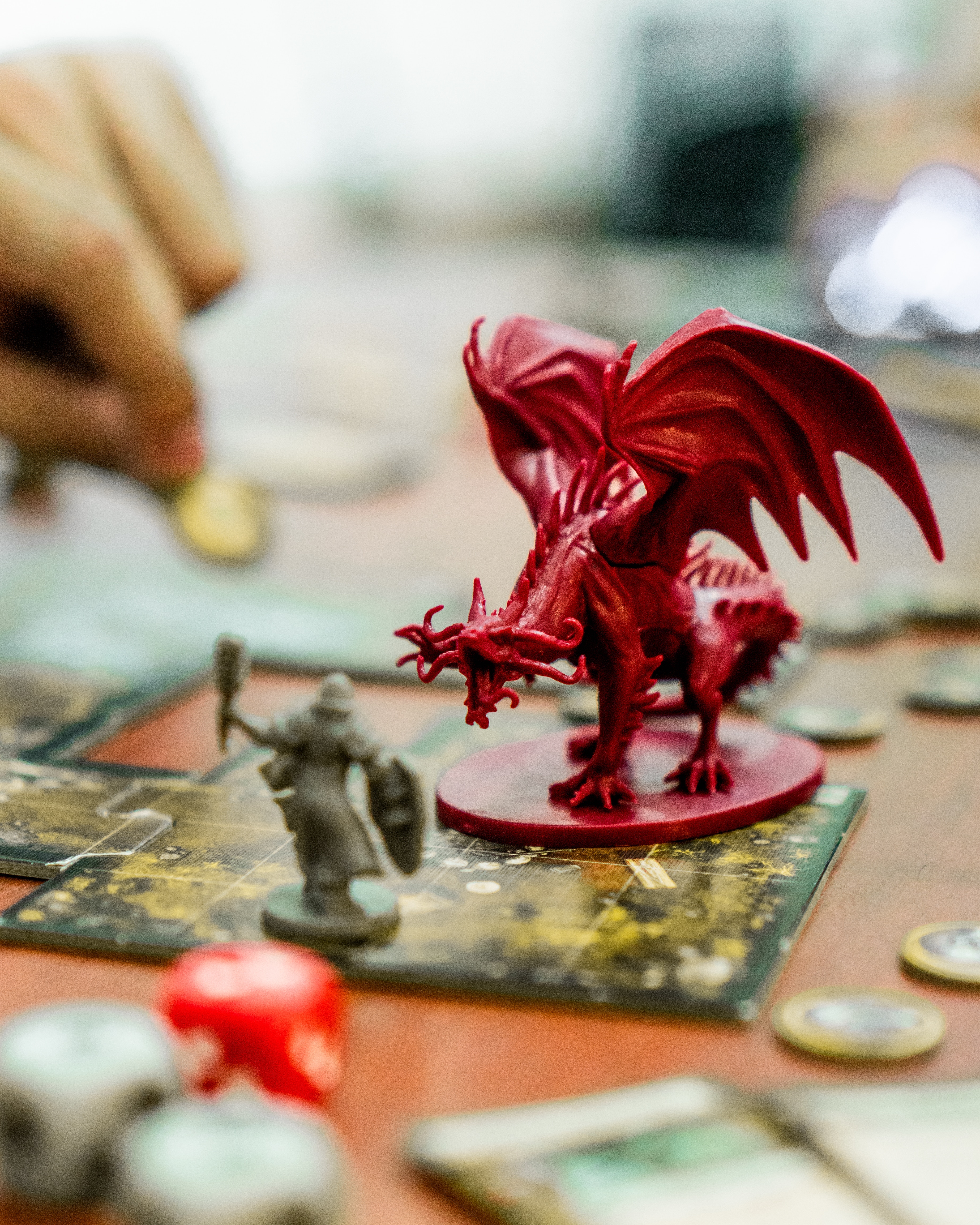 Dragon miniature figurine and other tabletop gaming materials 