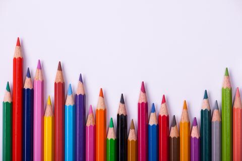 Row of colored pencils.