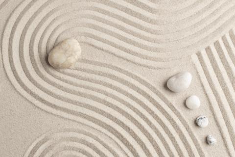 Stones on sand