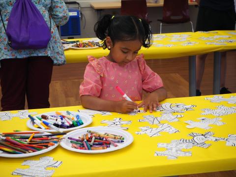 Girl coloring.