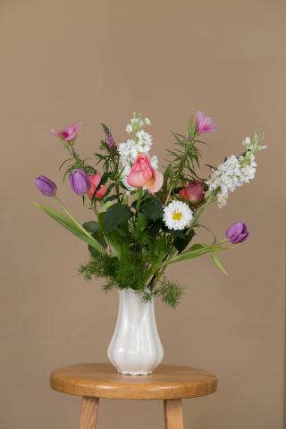 Flowers in a vase on a table.