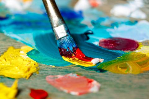 Close up of mixed paints