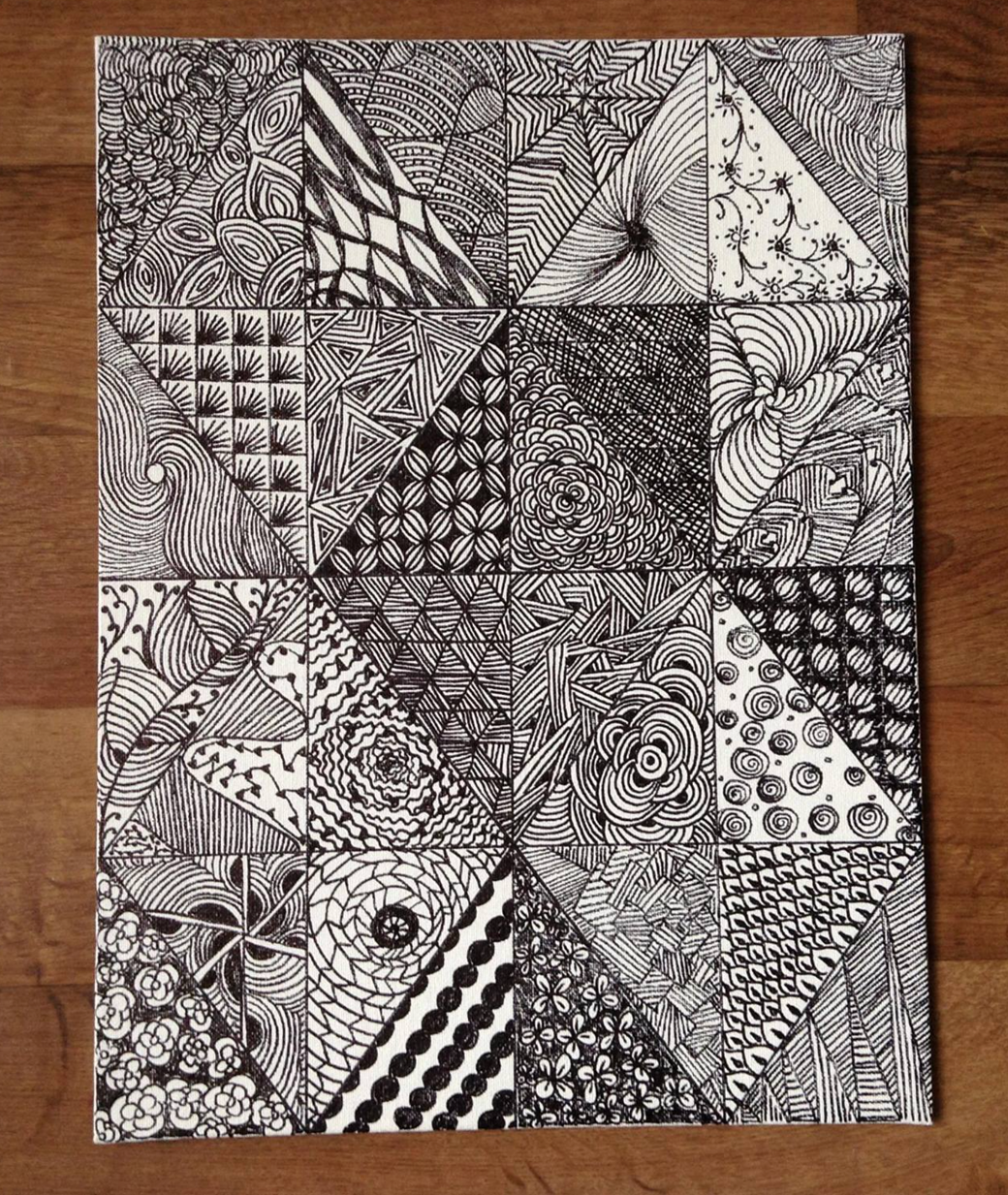 A completed work of zentangle art.