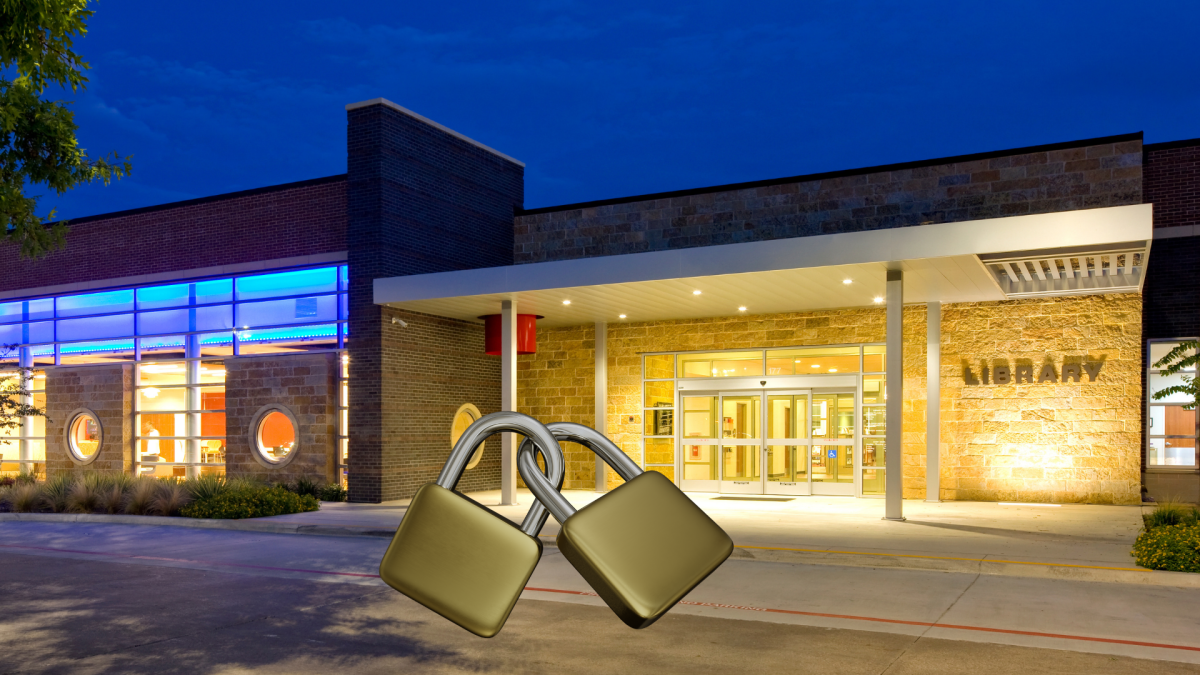 Photo of the Library exterior with locks