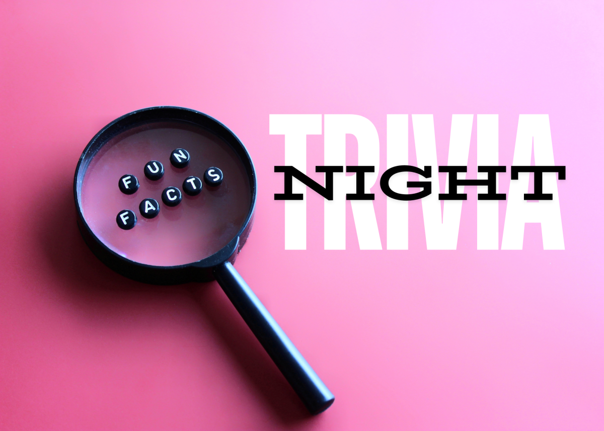 image of a magnifying glass, with text reading "fun facts" and "trivia night"