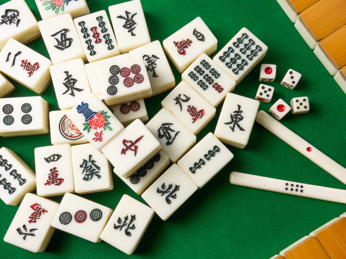 Mahjong tiles a close up image