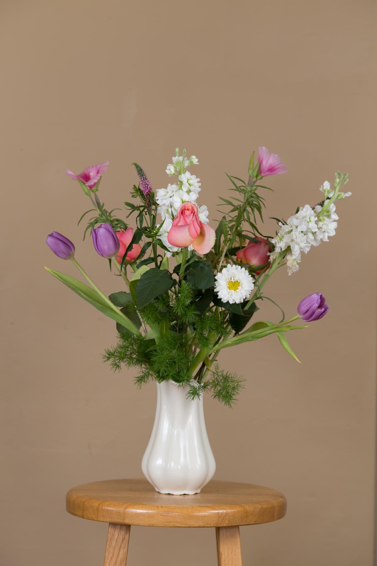 Flowers in a vase on a table.