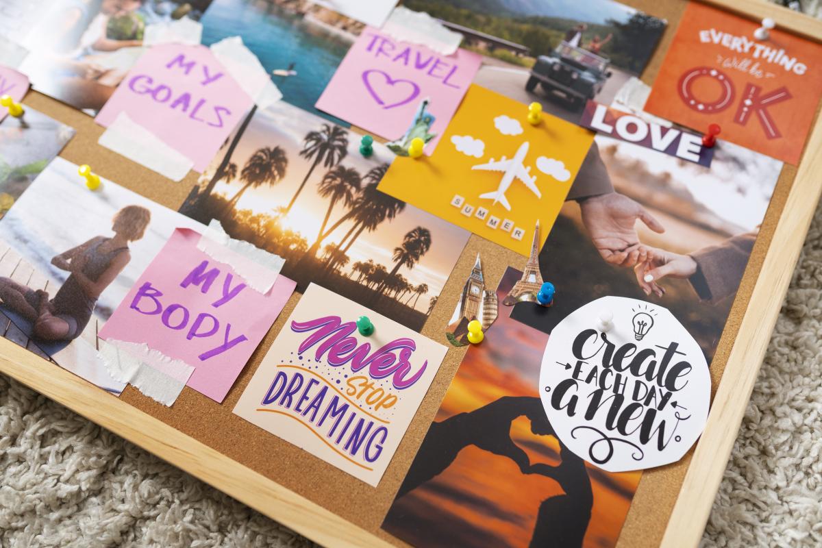 Vision board with quotes